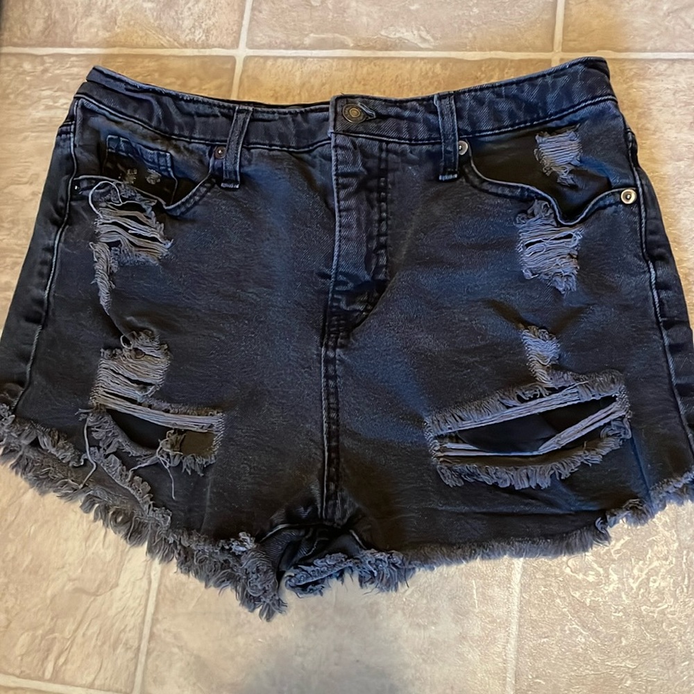Black wild fable brand (target) high rise short style w/ holes, zipper , pockets